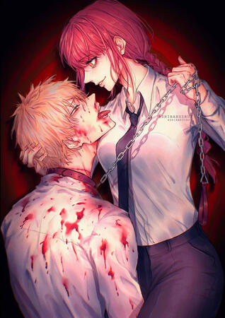 "Chains" - Makima and Denji from Chainsaw Man (2021)